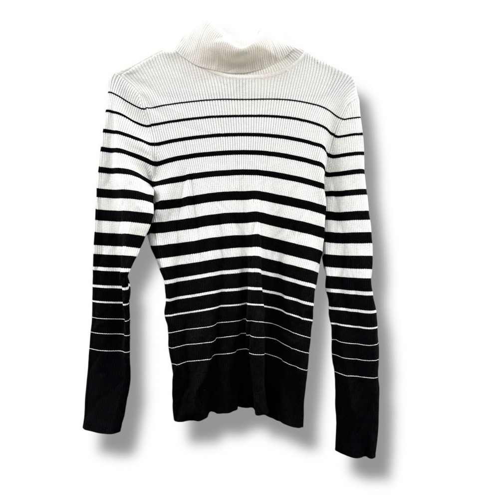White House Black Market NWT Turtleneck Sweater‎ Women's Large Striped